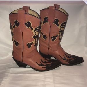 ISO Corral Skull Flames Cowboy Boots